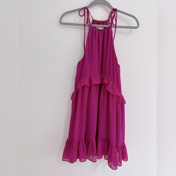 Lulu’s Tie-Strap Tiered Dress in Magenta, Size Small - like new! - Picture 4 of 7